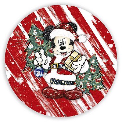 Capa Painel Redondo Sublimado - Natal Ano Novo Mickey
