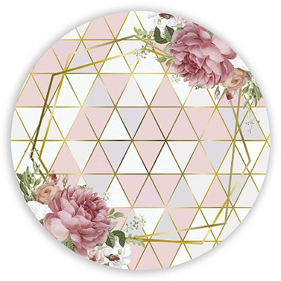 Painel Redondo - Floral Abstrato Mármore - Sublimado 3D