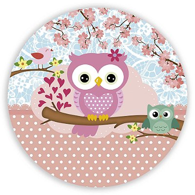 Painel Redondo - Pássaros Cute - Sublimado 3D