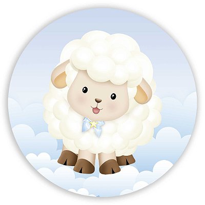 Painel Redondo - Ovelhinha Cute Azul - Sublimado 3D