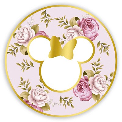 Painel Redondo - Minnie Floral - Sublimado 3D