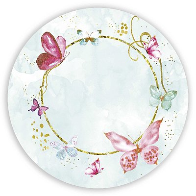 Painel Redondo - Borboletas Glitter - Sublimado 3D