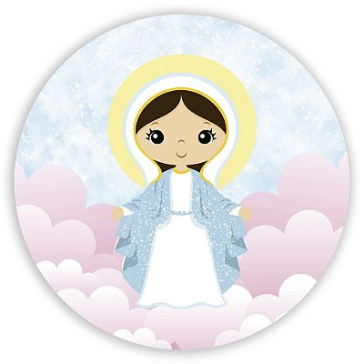 Painel Redondo - Virgem Maria Cute - Sublimado 3D