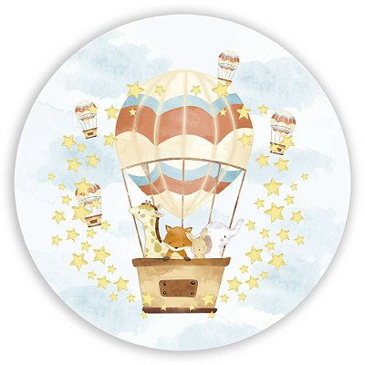 Painel Redondo - Animais Bosque Balao - Sublimado 3D