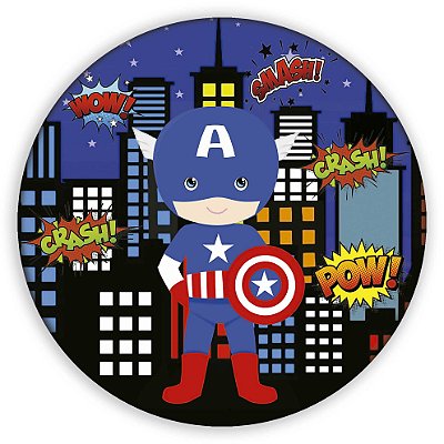 Painel Redondo - Capitao America Cute - Sublimado 3D