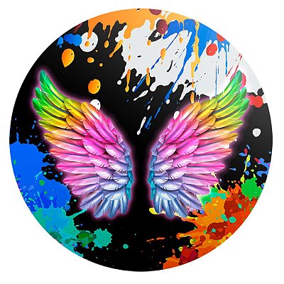 Painel Redondo - Asas NeonGrunge - Sublimado 3D