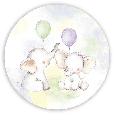 Mini Painel - Elefantinhos Aquarelado Painel - Sublimado 3D