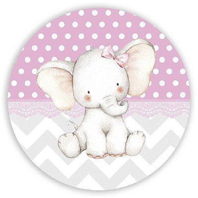 Mini Painel - Elefante Cute Rosa - Sublimado 3D