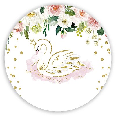 Mini Painel - Cisne Floral Glitter - Sublimado 3D