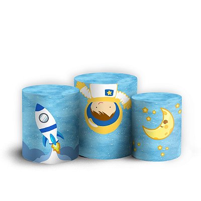 Trio Cilindro -  Astronauta Cute - Sublimado 3D + Elástico