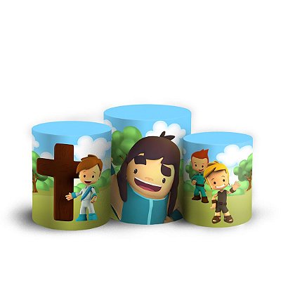 Trio Cilindro -  Pequeños Heroes - Sublimado 3D + Elástico