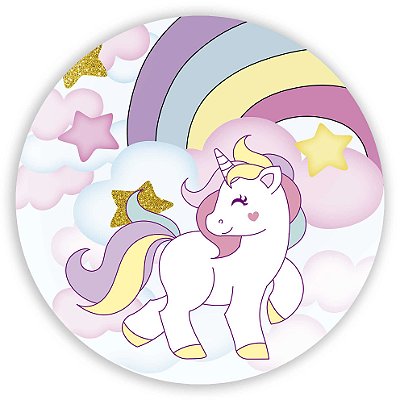 Capa Painel Redondo Sublimado - Unicornio