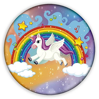 Capa Painel Redondo Sublimado - Unicornio