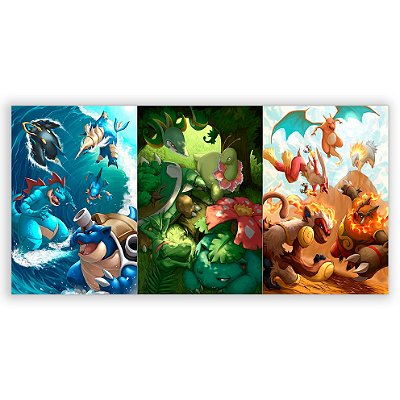Painel Retangular - Pokemon Iniciais - Sublimado 3D