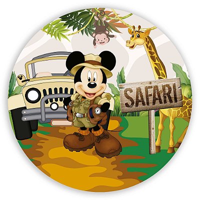 Capa Painel Redondo Sublimado - Mickey Safari