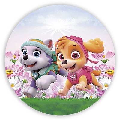 Painel Redondo - Patrulha Canina Skye e Everest - Sublimado 3D