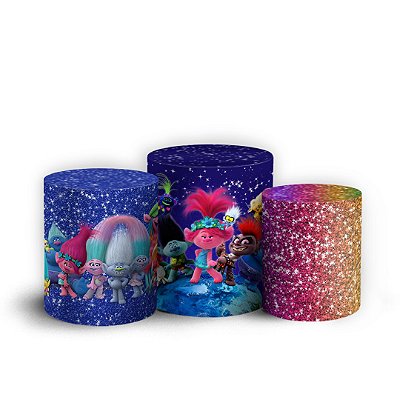 Trio Cilindro - Trolls - Sublimado 3D + Elástico
