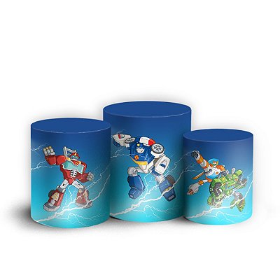 Trio Cilindro - Transformers Rescue Bots - Sublimado 3D + Elástico