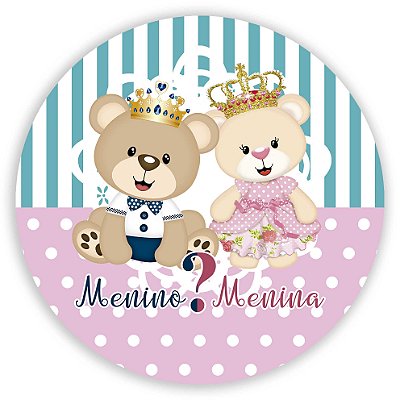 Painel Redondo - Príncipe Urso e Ursa (Chá Revelação) - Sublimado 3D