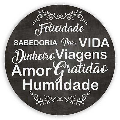 Painel Redondo - Gratidão Frase Positividade - Sublimado 3D