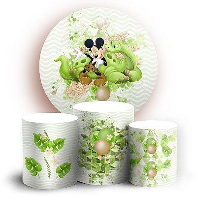KIT Redondo e Trio - Mickey Dino - Sublimado 3D