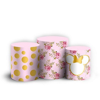 Trio Cilindro - Minnie Floral - Sublimado 3D + Elástico