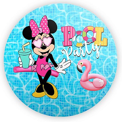 Painel Redondo - Minnie Pool Party - Sublimado 3D