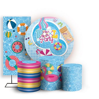 KIT Redondo Trio e Faixa - Pool Party - Sublimado 3D