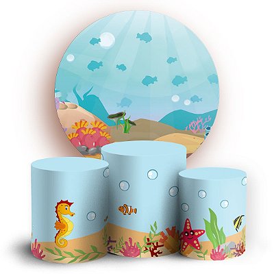 KIT Redondo e Trio - Fundo do Mar - Sublimado 3D