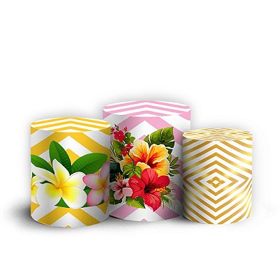 Trio Cilindro - Tropical Rosa - Sublimado 3D + Elástico