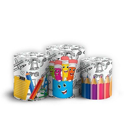 Trio Cilindro - Volta as Aulas - Sublimado 3D + Elástico