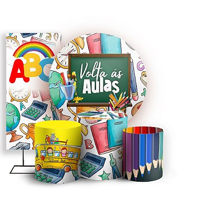 KIT Redondo Trio e Faixa - Volta as Aulas - Sublimado 3D