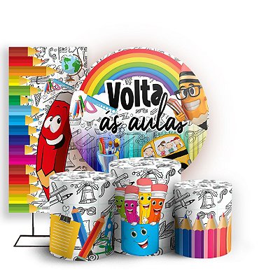 KIT Redondo Trio e Faixa - Volta as Aulas - Sublimado 3D