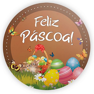Painel Redondo - Feliz Pascoa - Sublimado 3D