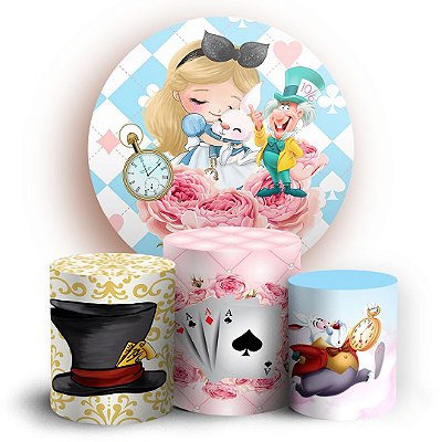 KIT Redondo e Trio - Alice Pais Das Maravilhas  Baby - Sublimado 3D