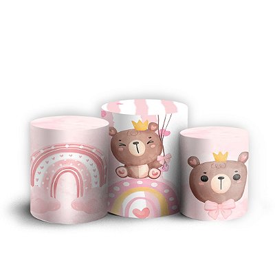 Trio Cilindro - Ursinha - Sublimado 3D + Elástico