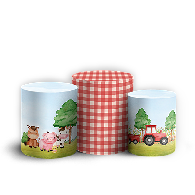 Trio Cilindro - Fazendinha - Sublimado 3D + Elástico