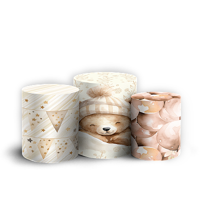 Trio Cilindro - Urso Marrom - Sublimado 3D
