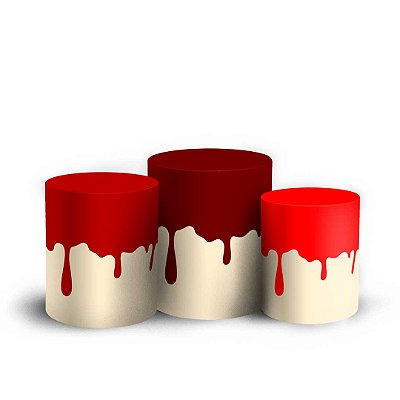 Trio Cilindro - Tinta Vermelhos - Sublimado 3D + Elástico