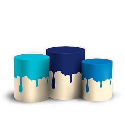 Trio Cilindro - Tinta Azul - Sublimado 3D + Elástico