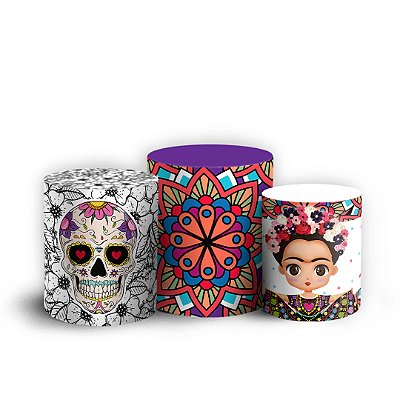 Trio Cilindro - Frida Kahlo - Sublimado 3D + Elástico