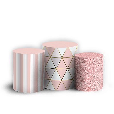 Trio Cilindro - Floral Abstrato Mármore - Sublimado 3D + Elástico