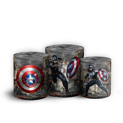 Trio Cilindro - Capitão América - Sublimado 3D + Elástico