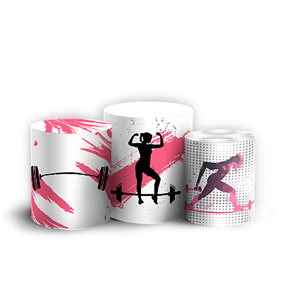 Trio Cilindro - Mulher Academia - Sublimado 3D + Elástico