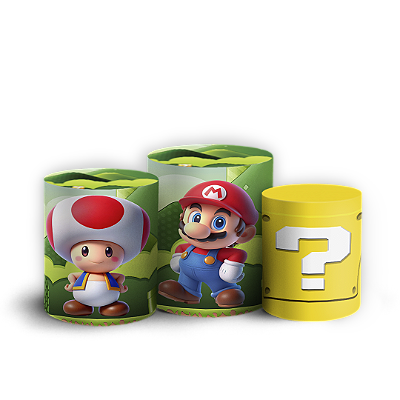 Trio Cilindro - Super Mario - Sublimado 3D + Elástico