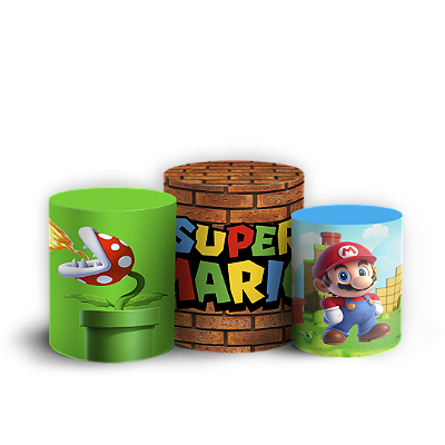 Trio Cilindro - Super Mario - Sublimado 3D + Elástico
