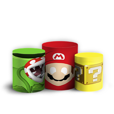Trio Cilindro - Super Mario - Sublimado 3D + Elástico