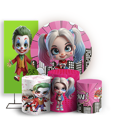 KIT Redondo Trio e Faixa - Arlequina e Coringa