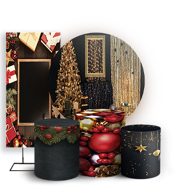 Capas Painel Redondo Trio Cilindro e Faixa Lateral Sublimado - Natal