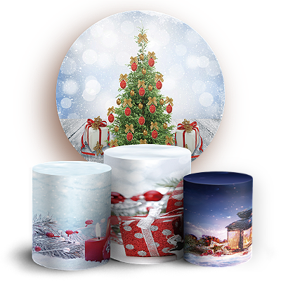 Capas Painel Redondo e Trio Cilindro Sublimado - Natal